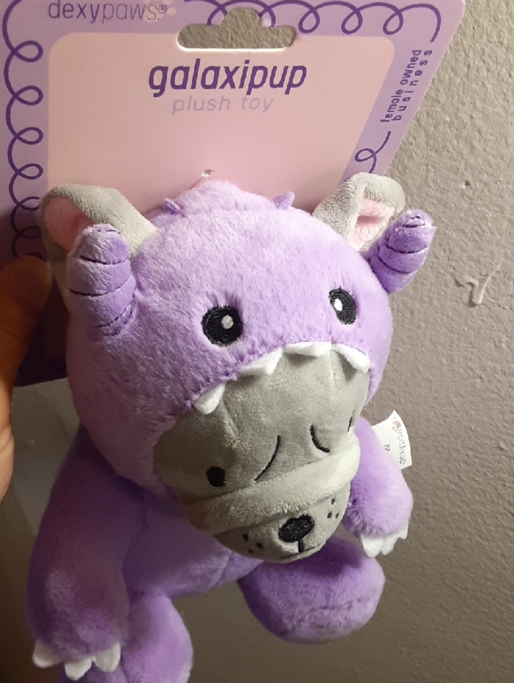 Purple Frenchie Alien soft plush squeaky dog toy - Picture 3 of 7